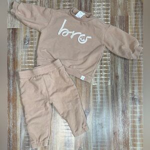 Cotton On BABY Tan Sweatshirt and Pants Set Bro outfit